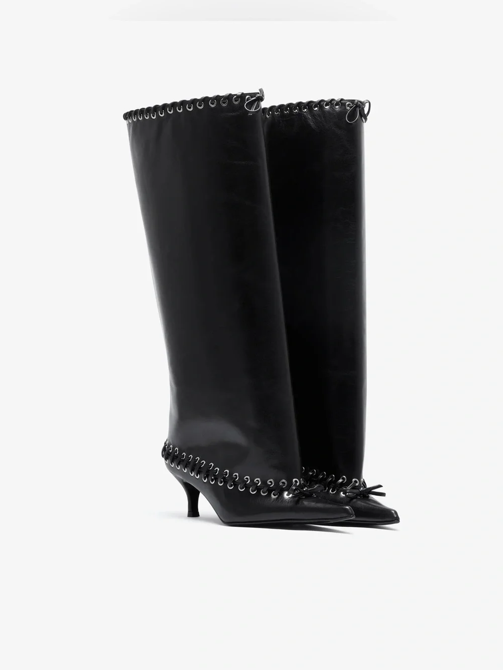 August Barron ALL-IN Leather Flat Boots Black
